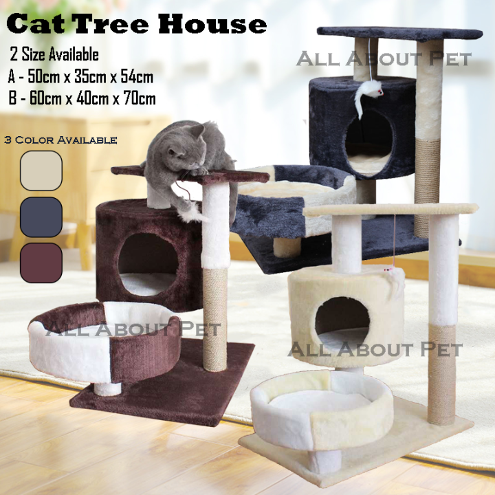 Cat Tree House Comfy Playhouse Bed Scratcher Toy Cat Condo Multi Level