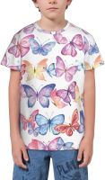 Watercolour Butterfly T- Shirt Short Novelty for Boys and Girl