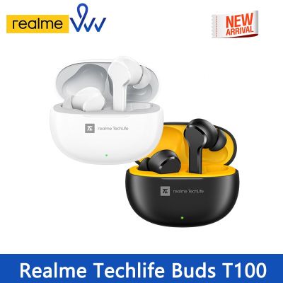 ZZOOI Realme TechLife Buds T100 Bluetooth 5.3 AI ENC Ture Wireless Headphones Long Battery Life TWS IPX5 Waterproof Sport Headset In-Ear Headphones