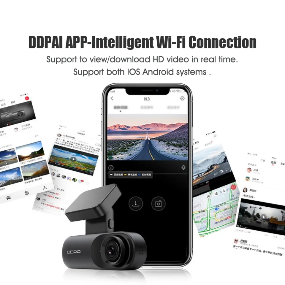 Global Version DDPAI Dash Cam mola N3 Driving Recorder Car On-Dash Mounted  Cameras with Super Night Vision 1600P Wi-Fi G-Sensor WDR Loop Recording  Motion Detection Parking Monitor with 64G TF Card 