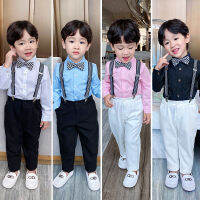 เด็กวิทยาลัยสไตล์ Multicolor สายคล้องคอเสื้อผ้าชุดฤดูใบไม้ร่วงชายเสื้อกางเกง Bowtie เสื้อผ้าชุดเด็ก Party Performance Costume