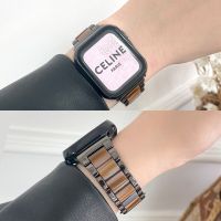 Stainless Steel Resin Strap For Apple Watch 44MM 40/38mm 41mm Band 45/42mm Woman Bracelet For iwatch Ultra Series 8 7 6 SE 5 4 3