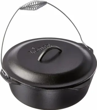 Lodge L8DOLKPLT Cast Iron Dutch Oven with Dual Handles, Pre-Seasoned,  5-Quart,Black