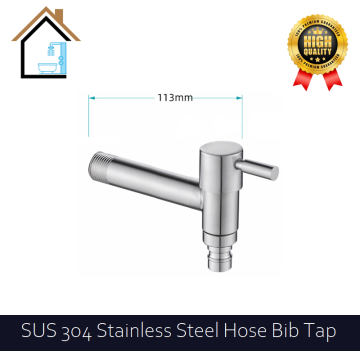 SUS 304 Stainless Steel Hose Bib Tap Wall Mount Washing Machine Tap