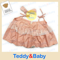 Teddy House : ชุดกระโปรงผูกไหล่ลายสก๊อตชมพู 31"