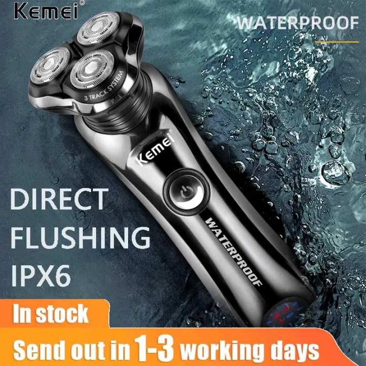 Kemei Men's Electric Shaver Waterproof 3D Rotary Shaver Fast
