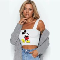 [A LIKE] DisneyMouse PrintLadies Sexy Sleeveless Short Vest Sexy Navel Fashion Ladies TopsNew Camisole Femme