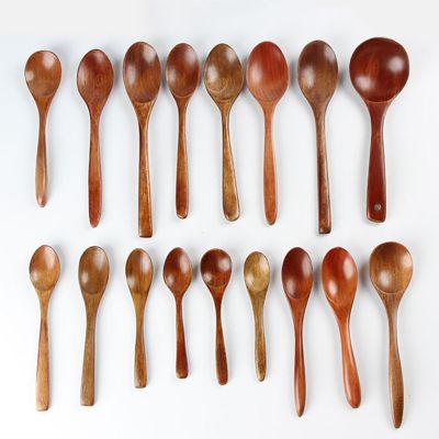 1PC Teaspoons Natural Wood Soup Spoon Creative Spoons Kitchen Cooking Tools Home Tableware