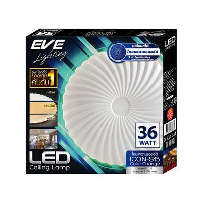 ถูกชัวร์-โคมไฟเพดานอะคริลิก-led-36w-tri-color-eve-lighting-รุ่น-icon-s15-สีขาว-ส่งด่วนทุกวัน