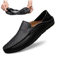 อิตาเลี่ยนรองเท้าบุรุษลำลองแบรนด์หรูฤดูร้อนผู้ชาย Loafers หนังแท้รองเท้าแตะ Light Breathable Slip บนเรือรองเท้า JKPUDUN