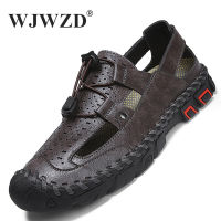 Summer Men Sandals Leather High Quality Outdoor Sneakers Men Luxury Breathable Casual Sandals Slip on Beach Shoes Zapatos Hombre