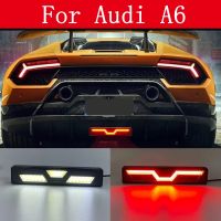 Universal LED Car Rear Diffuser Spoiler Brake Fog Lights Rectangle Pilot Light F1 Style Rear lip Bumper Lamp For Audi A6