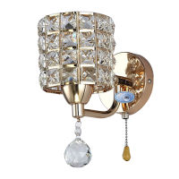 Sconce lamp AC85-265V pull chain switch crystal wall lamp lights Modern Stainless Steel Base lighting lamparas de pared