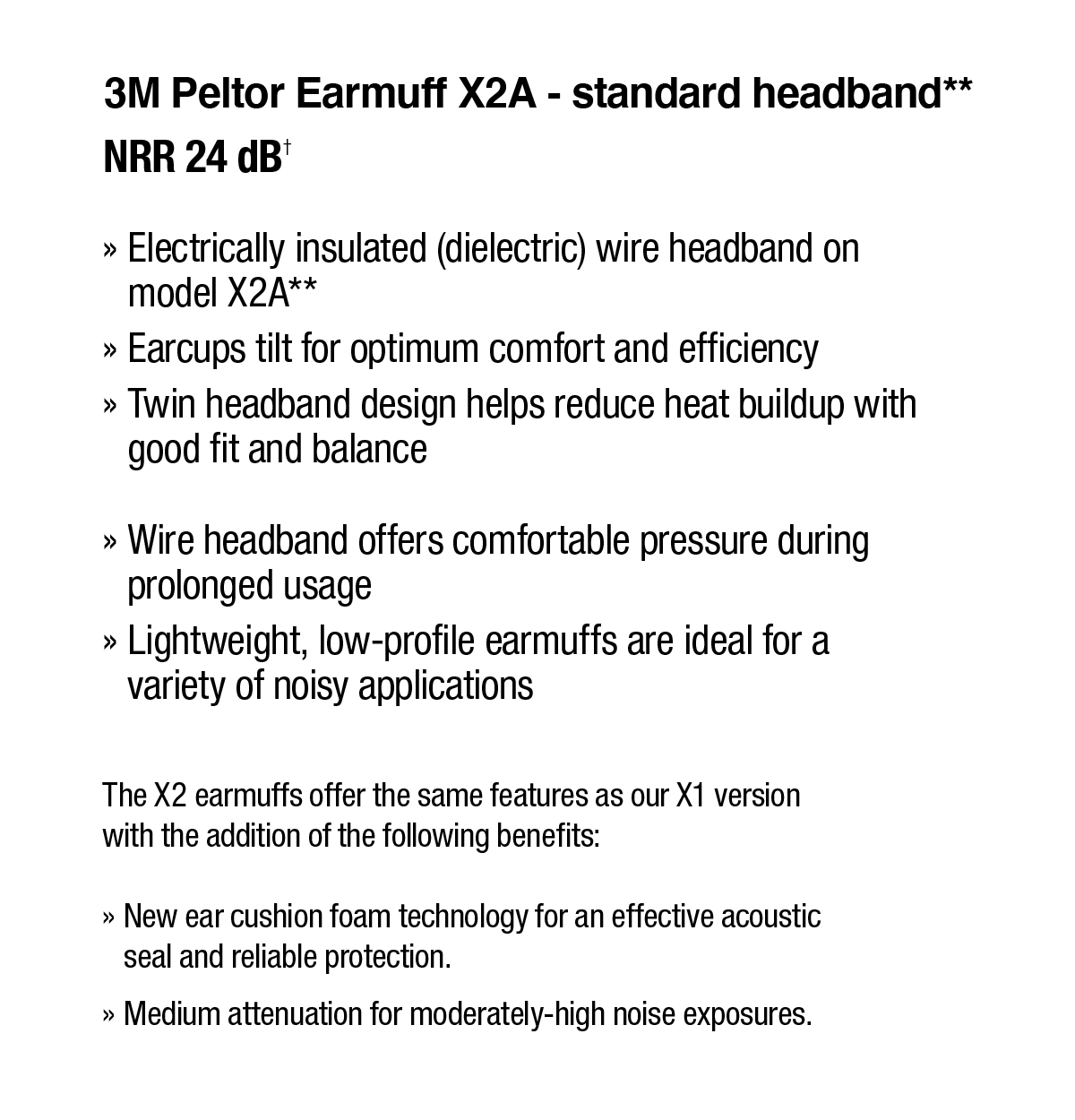 Over-the-Head 3M™ PELTOR™ X2 Earmuffs X2A/37271 AAD 