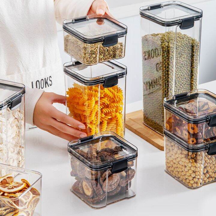 460-1800ml-plastic-food-storage-box-sets-stackable-kitchen-sealed-jar-multigrain-tank-bottle-dried-fruit-tea-storage-containers