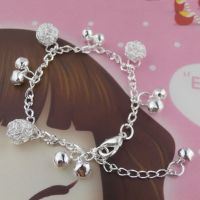 Silver color Small Bell celets Fashion celets &amp; Bangles With Flower Ball