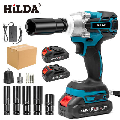 HILDA 88VF 48VF Brushless Electric Impact Wrench  ประแจไฟฟ้า 2IN1 ประแจผลกระทบไฟฟ้าไร้แปรงถ่าน บล็อคถอดล้อไฟฟ้า บล็อคนิวเมติกไฟฟ้า ไดร์เวอร์อ่อนนุชแบบชาร์จได้ เครื่องมือไฟฟ้า