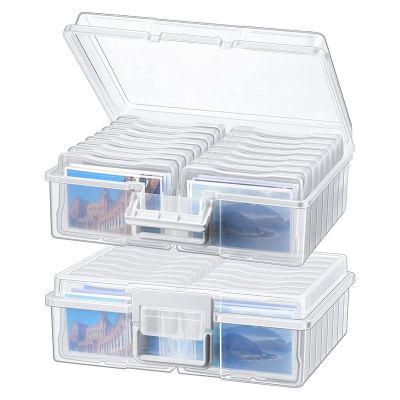 32 Pieces Photo Storage Boxes 4 x 6 Inch, Picture Storage Containers Box for Photos Card Cord Sticker Stamps Storage