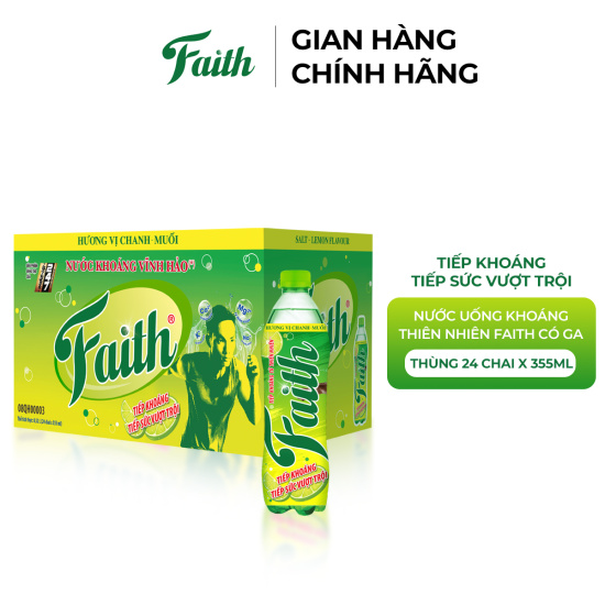 Nước uống chứa khoáng thiên nhiên faith có ga - thùng 24 chai x 355ml