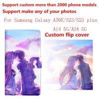 กระเป๋าโทรศัพท์ DIY ปรับแต่งได้ตามต้องการ,เคสหนัง PU เคสแบบฝาพับสำหรับ Samsung กาแล็คซี่ A70E S23บวก A14 5G