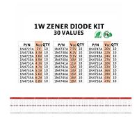 100pcs 1W Zener Diode Assorted Kit (3V 3.3V 3.6V 5.1V 5.6V 7.5V 10V 12V 13V 15V 16V 18V 20V 22V 24V 30V 33V 47V) Assortment SetElectrical Circuitry Pa