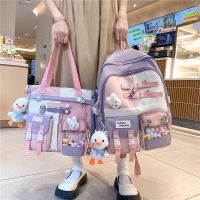 【LZ】﹊►✲  Mochila colorida feminina grande capacidade Harajuku júnior estudante do ensino médio bolsa de escola versátil estudante moda