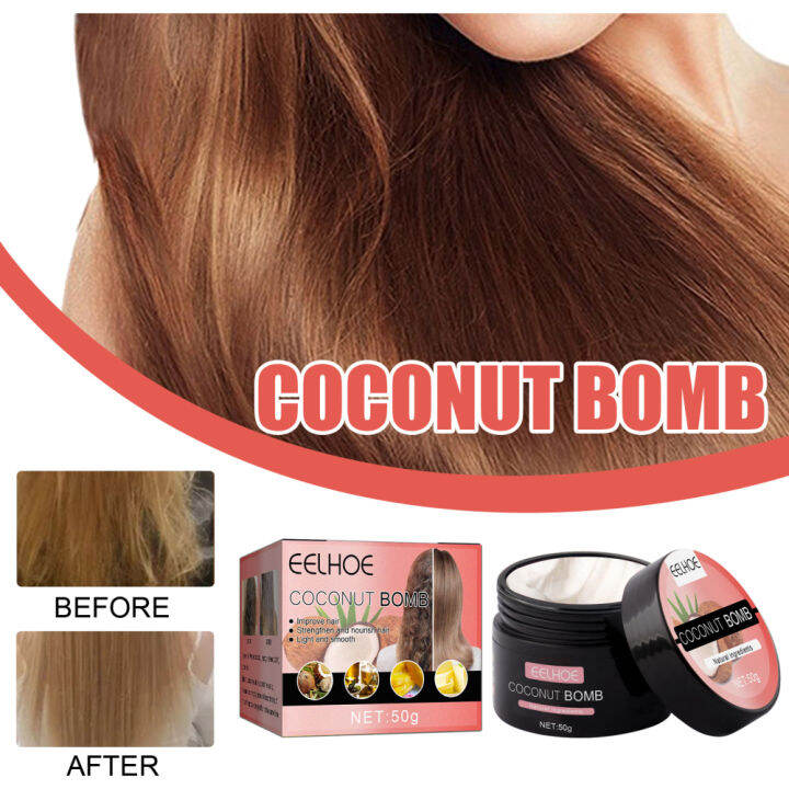 eelhoe Coconut Hair Mask Repair Frizzy, Dry and Damaged Hair, Nourishing Smoothing Hair, Hair Care 50g | Lazada eelhoe Coconut Hair Mask Repair Frizzy, Dry and Damaged Hair, Nourishing Smoothing Hair, Hair Care 50g | Lazada