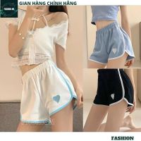 Womens shorts with heart-ribbed stripes - Shorts elastic waistband Korean Ulzzang Style youthful dynamic super hot