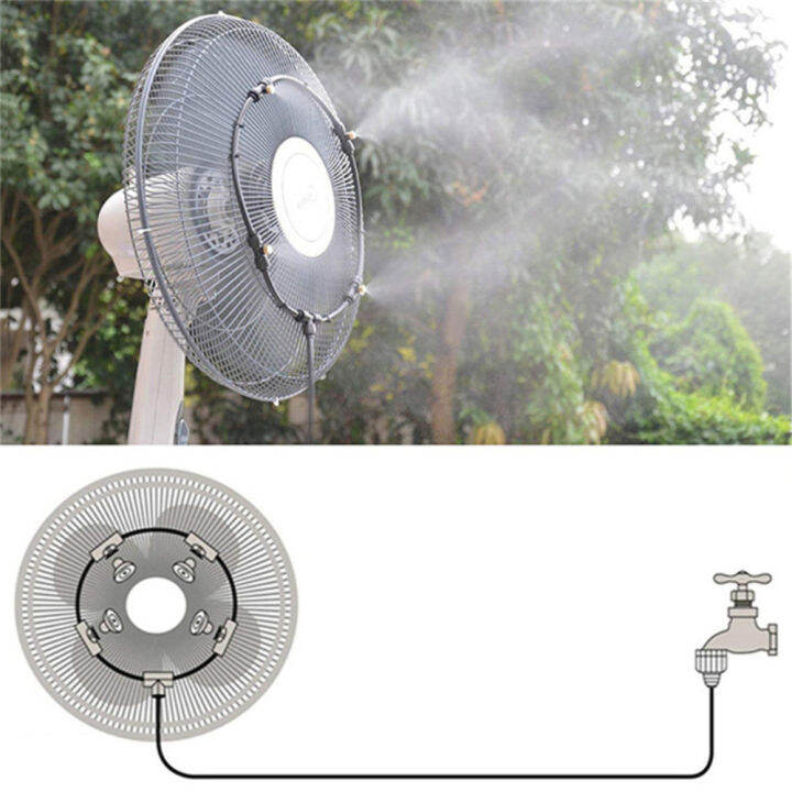 8m Water Mist Cooling Spray System Fan Kit 6 Copper Nozzles Garden Irrigation Stand Fan Cooling