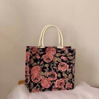 ZZOOI Xiuya Vintage Tote Bag Rose Print Flower Print Trendyol Luxury Designer Handbag Casual Large Capacity Shopping Bag Bolso Mujer