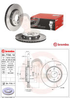 09 7720 11 จานเบรค ล้อ F (ยี่ห้อ BREMBO) รุ่น UV VOLVO S40 V40 ปี1995-2004