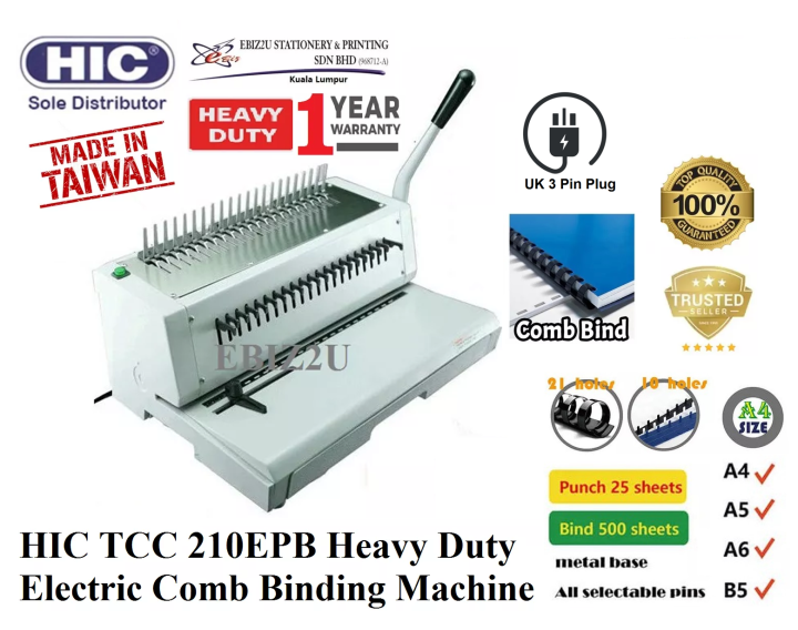 HIC TCC 210EPB Heavy Duty Electric Comb Binding Machine 500 Sheets