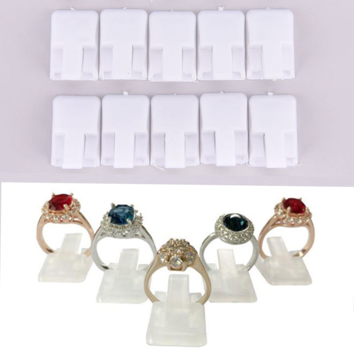 shiqinbaihuo-ที่ใส่แหวนขนาดเล็ก10ชิ้นแหวนพลาสติกเครื่องประดับชั้นโชว์ที่เก็บแหวน