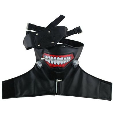 Anime Tokyo Ghoul Kaneki Ken Cosplay Costumes Mask Wig Halloween Party PU Leather Masks Carnival Cosplay Props For Adult