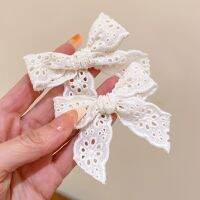 Y2K Girls Lace Cotton Bow Hair Clps Womens White flower Bowknot Hairpins Lovely Lolita HairClips hair accessories