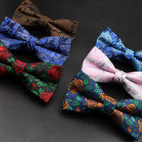 ผู้ชาย Rose ดอกไม้ Bowtie Knot Cravat สีชมพูสีเขียวสีฟ้า Tuxedo งานแต่งงานผีเสื้อสีแดงเจ้าบ่าวปาร์ตี้ Casual Bow Tie ของขวัญอุปกรณ์เสริม Gift