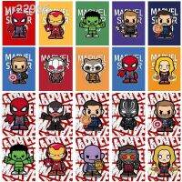 ♨✓ M-A-R-V-E-L/-โปสเตอร์ผ้าใบลายการ์ตูนภาพยนตร์ Avengers ไอรอนแมนสไปเดอร์แมนศิลปะบนผนังบ้านฮัลค์ภาพพิมพ์ตกแต่งผนังห้องเด็ก