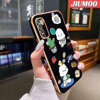 JIUMOO เคสสำหรับ Infinix Hot 9 Pro X655C การ์ตูน Sanrio Pochacco เคสโทรศัพท์ชุบหรูหรากันกระแทกลวดลายขอบสี่เหลี่ยมเคสซิลิโคนแฟชั่นคลุมทั้งหมดเคสป้องกันเลนส์กล้อง