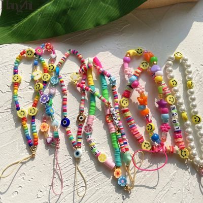 New Mobile Phone Anti-Lost Strap Lanyard Ins Trendy Colorful Smile Pearl Soft Pottery Rope for Cell Phone Case Hanging Cord