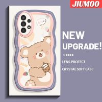 JIUMOO เคส A04s A13กาแลคซี5G ลายการ์ตูนหมีดีไซน์ใหม่คอลอร์ขอบเป็นลอนกันกระแทกแบบใสนิ่มเคสมือถือโปร่งใสลายกล้องถ่ายรูปเก๋ไก๋เคสป้องกันซิลิกาเจล