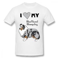 I Love My Shetland Sheepbdog เสื้อยืดผู้ชาย Plus ขนาดผู้ชายผ้าฝ้าย Tees Streetwear คุณภาพสูงแขนสั้น