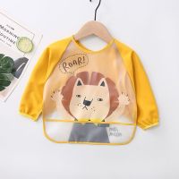 Cartoon Lion Rabbit Print Baby Bibs Waterproof Clothing Bibs Infant Eating Feeding Long Sleeve Apron For Kids Children