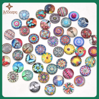 JLY55OZPQ 50Pcs 12mm ครับ Cabochons แก้วพิมพ์ลาย 50รูปแบบ กระจกสำหรับผู้หญิง กระเบื้องคาไลโดสโคป cabochons กระเบื้องโมเสค สายรุ้งสีรุ้ง หมุนแก้ว cabochons ทำเครื่องประดับ DIY