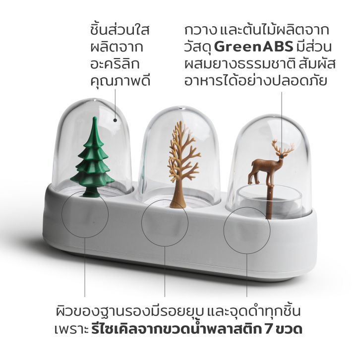 qualy-design-forest-ecology-ชุดใส่เครื่องปรุง-ที่ใส่ไม้จิ้มฟัน-พร้อมถาดเก็บ