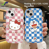 JieFie ใหม่ Hellokitty เคสโทรศัพท์รูปการ์ตูนสำหรับ Realme C12 / C25 / C25S / Narzo50A โดราเอมอนน่ารักขอบลอน TPU กันกระแทกทันสมัย