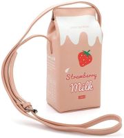 Personalized Fashion Strawberry Milk Carton Print Beverage Bottle Design Shoulder Bag Women Handbag Purse Messenger Bag Ladies