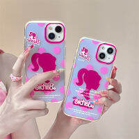 เคสสำหรับไอโฟนโทรศัพท์ Kawaii Barbie ขนาด12 13 14 Pro Max ภาพยนตร์การ์ตูนน่ารักนุ่มน่ารักป้องกันการตกฝาหลัง