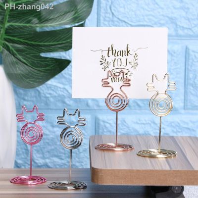 1/3/5Pcs Cartoon Cat Metal Business Card Holder Wedding Party Place Card Clip Table Number Stand Photo Clips Desktop Decoration