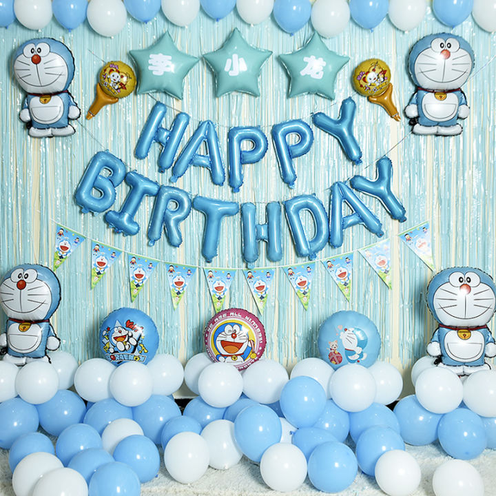 Doraemon Birthday party decorated balloon robot cat Ding-Ding cat ...