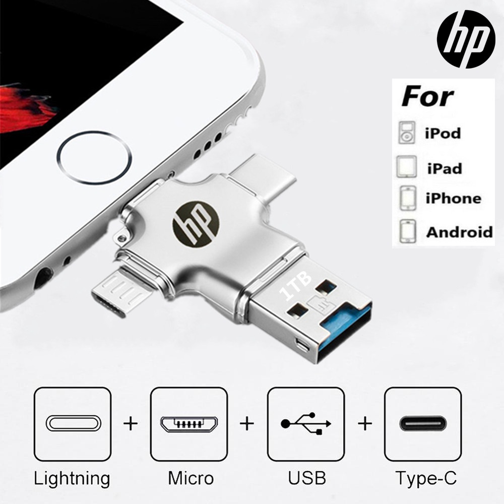 512GB 4 in 1 Type-c Pendrive USB Flash Drive Memory Stick For iPhone Android PC 